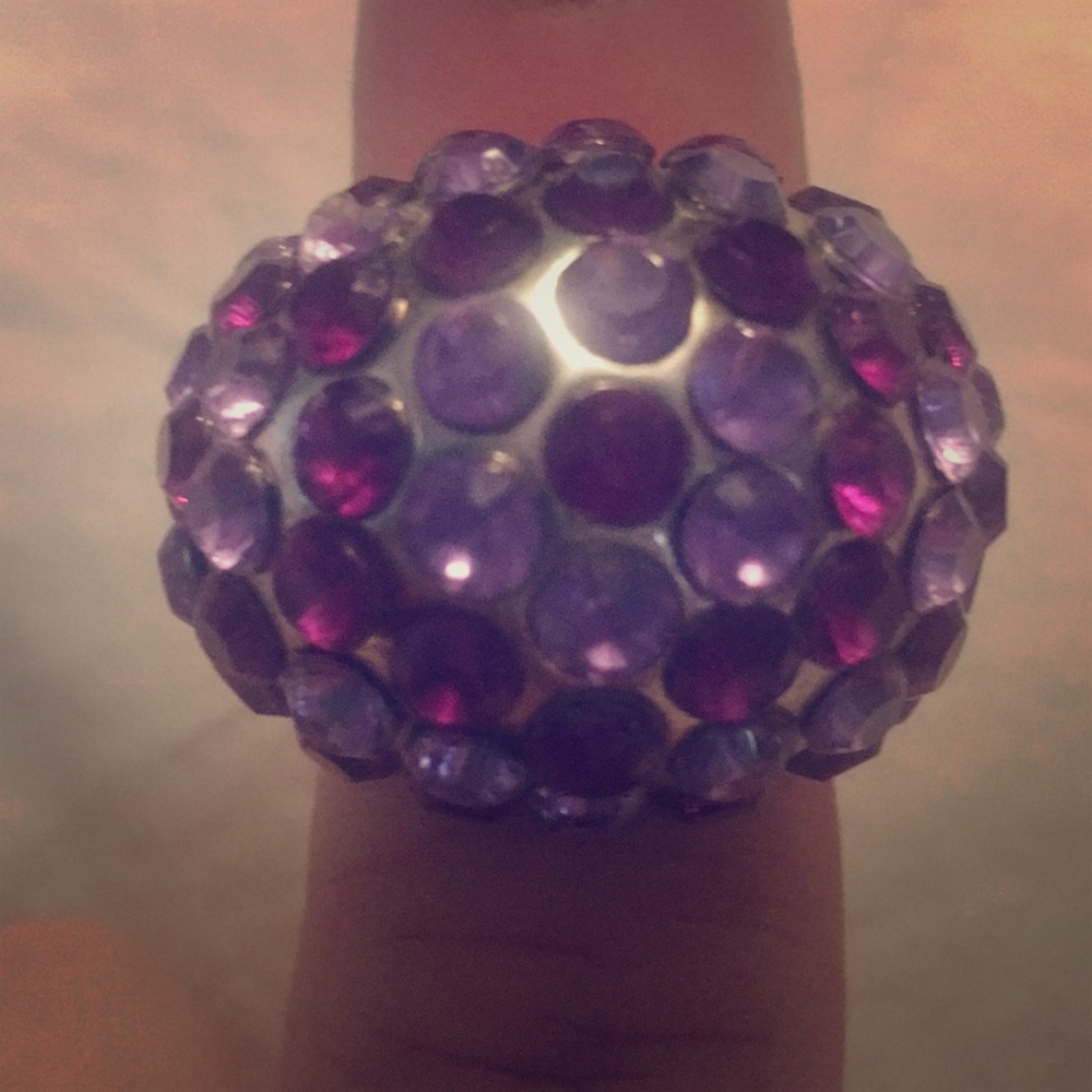 Silver and purple cocktail ring